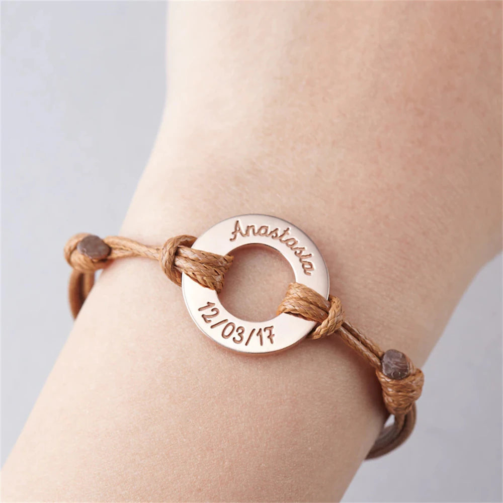 Bracelet Cuir Personnalisé avec Cercle