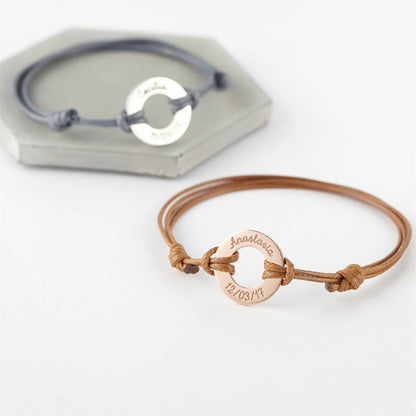 Bracelet Cuir Personnalisé avec Cercle