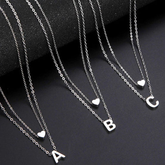 Collier Personnalisé Lettre et Cœur