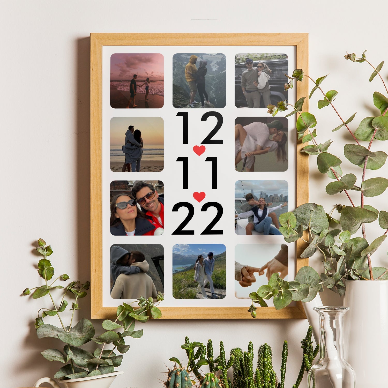 Affiche Personnalisée Collage des Photos Avec Date Pour Couples