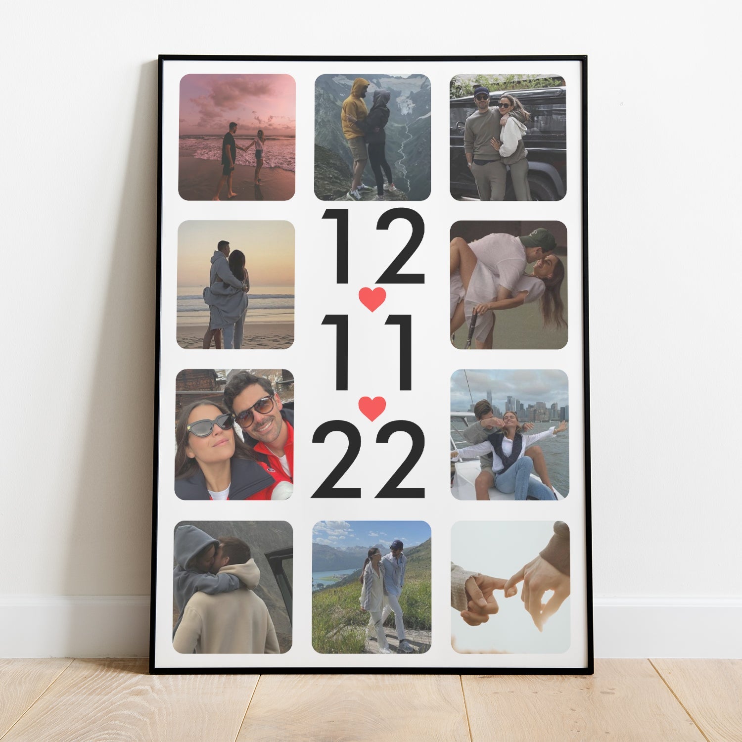 Affiche Personnalisée Collage des Photos Avec Date Pour Couples
