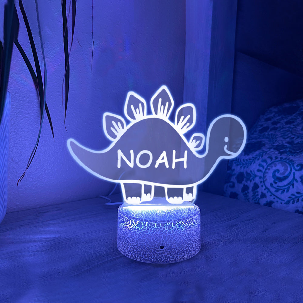 Veilleuse LED Personnalisée Lampe Pour Enfants Dinosaure Avec Prénom