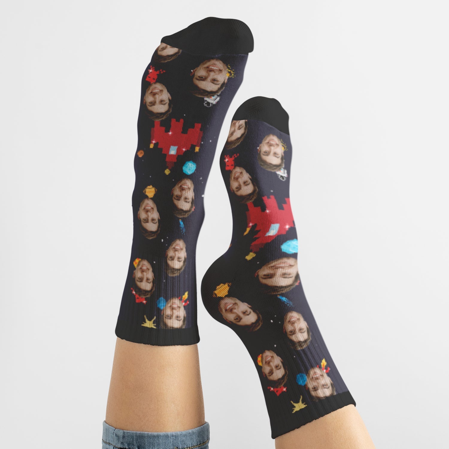 Chaussettes Personnalisées avec Jeu Rétro Espace