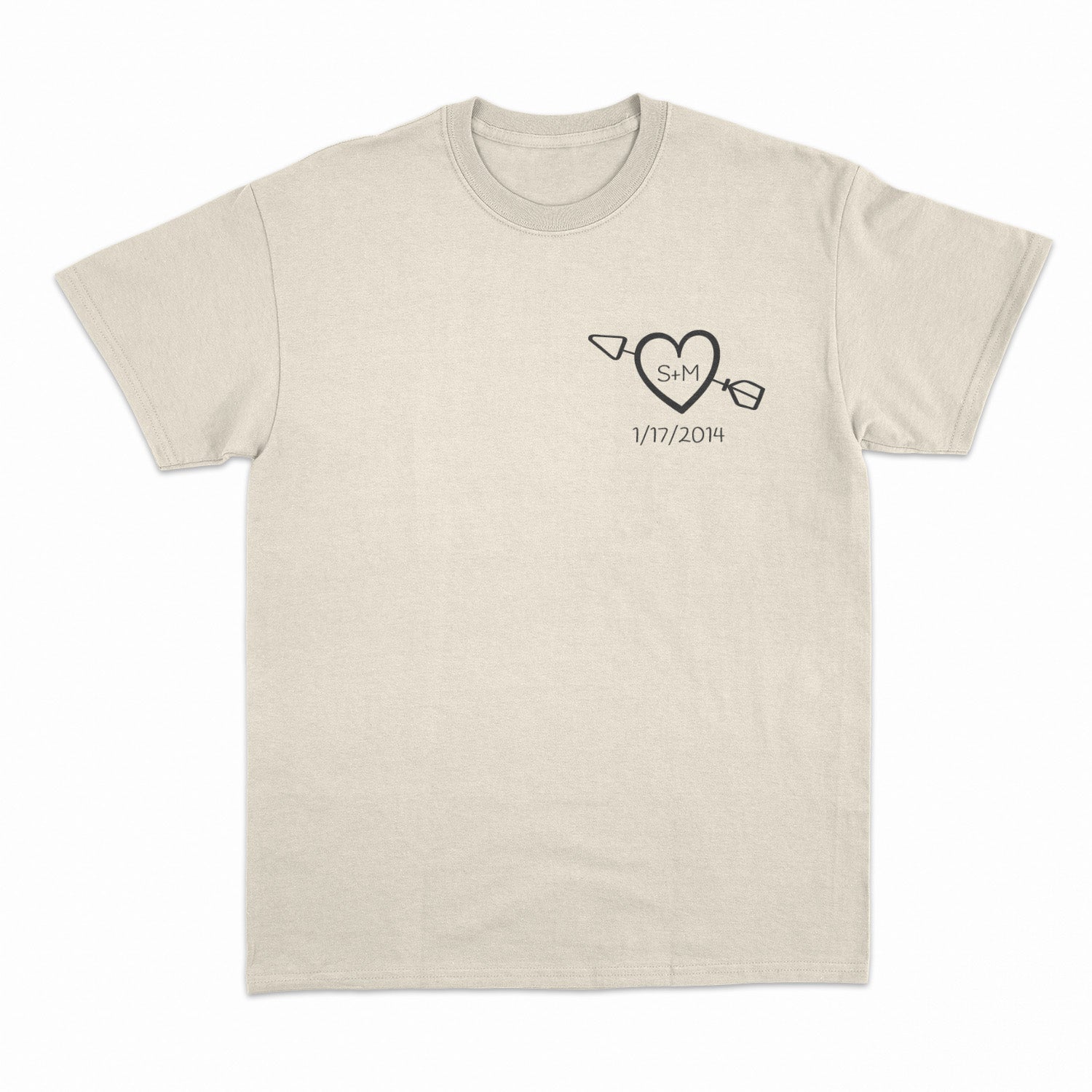 T-Shirt Couple Personnalisé Avec Cœur Initiales Et Date