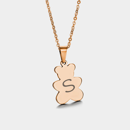 Collier Personnalisé Petit Ours avec Initiale