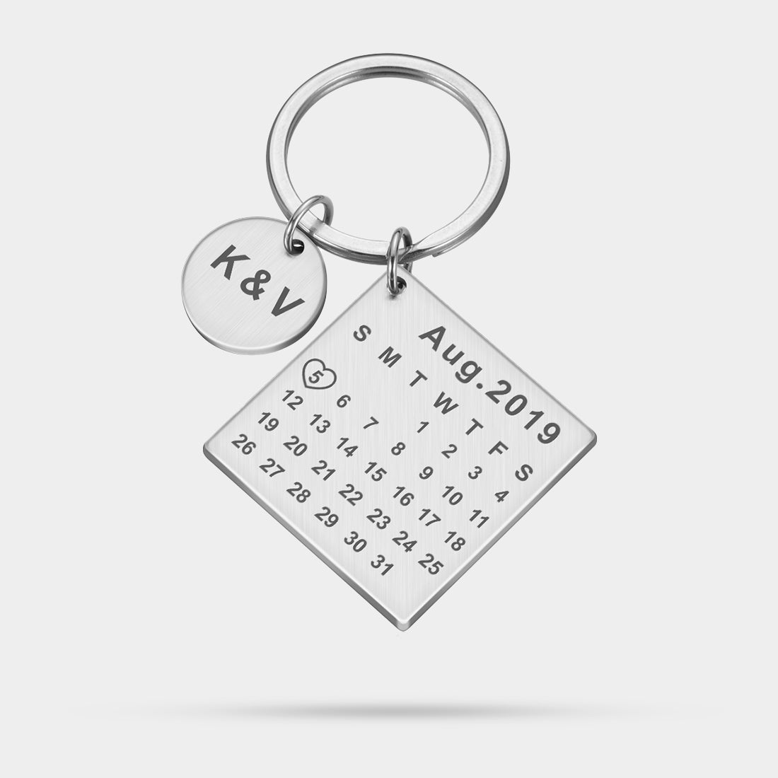 Porte-clés Personnalisé Calendrier Gravé Date
