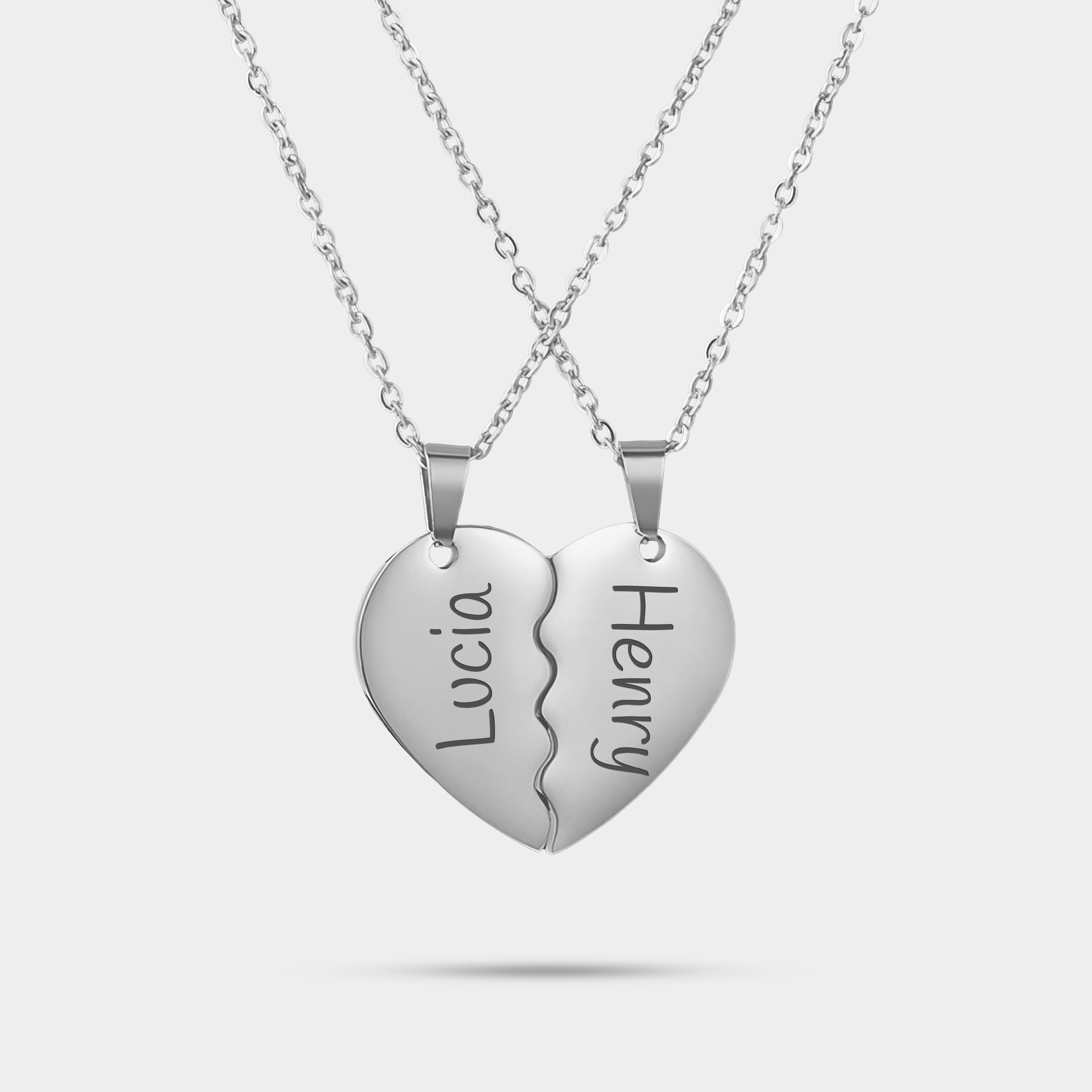 Collier Personnalisés Moitié Cœur Couples