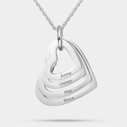 Collier Personnalisé Cœurs avec Quatre Noms